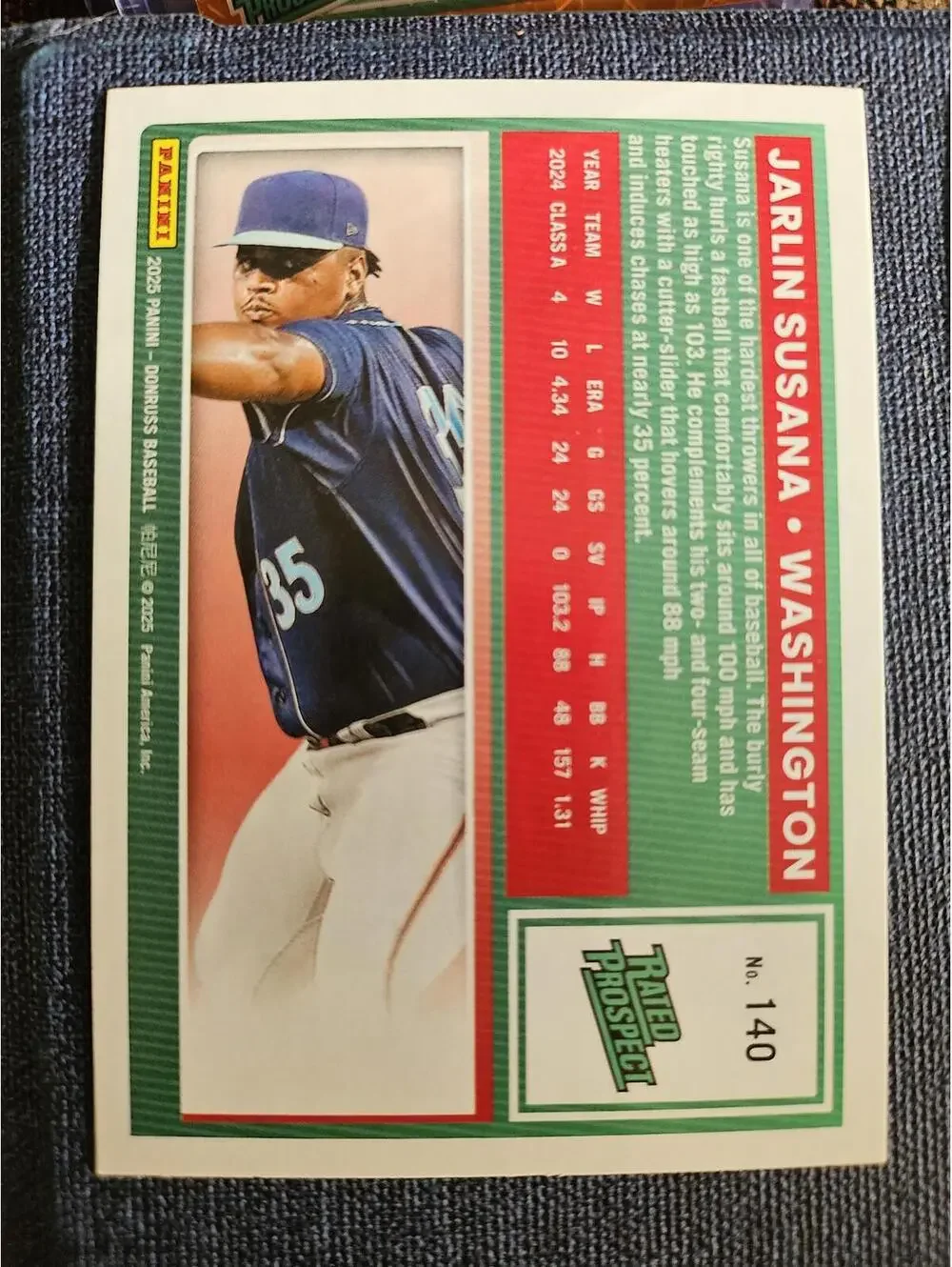 Jarlin Susana - 2025 Panini Donruss baseball - #140 - Nationals - RAW Mint